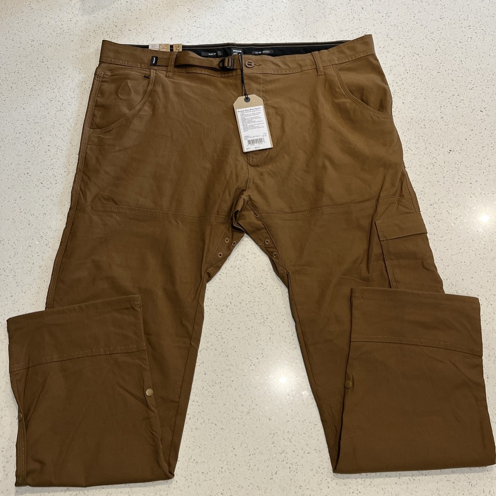 NEW Prana Zion II Pants 42/32 Stretch Slim Fit Tapered Cargo Sepia Brown